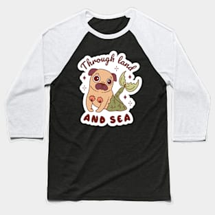 Mermaid Pug Baseball T-Shirt